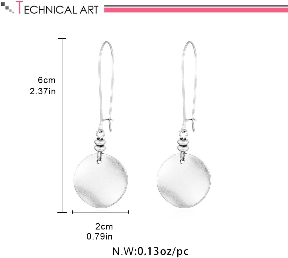 Burnt Gold And Silver Round Disc Dangle Earrings For Women – view 5