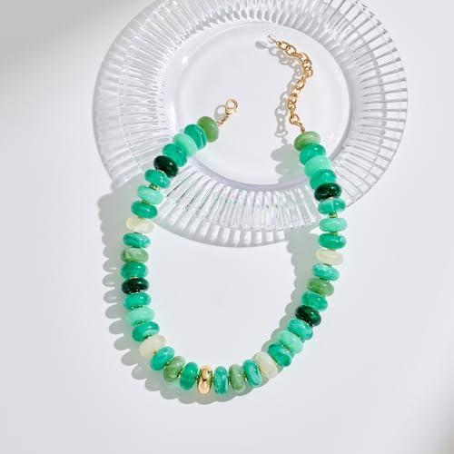 Colorful Green Chunky Beaded Collar Necklace for Women – view 3