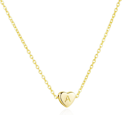 Heart Initial Necklace — A–Z, 14K Gold Plated