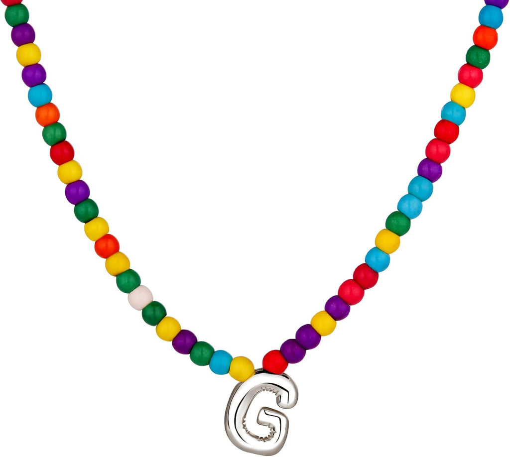 Bubble G Initial Silver Necklaces for Women Trendy
