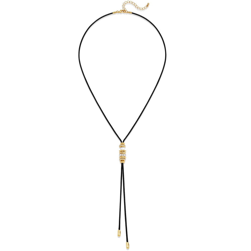 Lariat Y Necklace for Women Long Gold Plated Cord Pendant – view 11