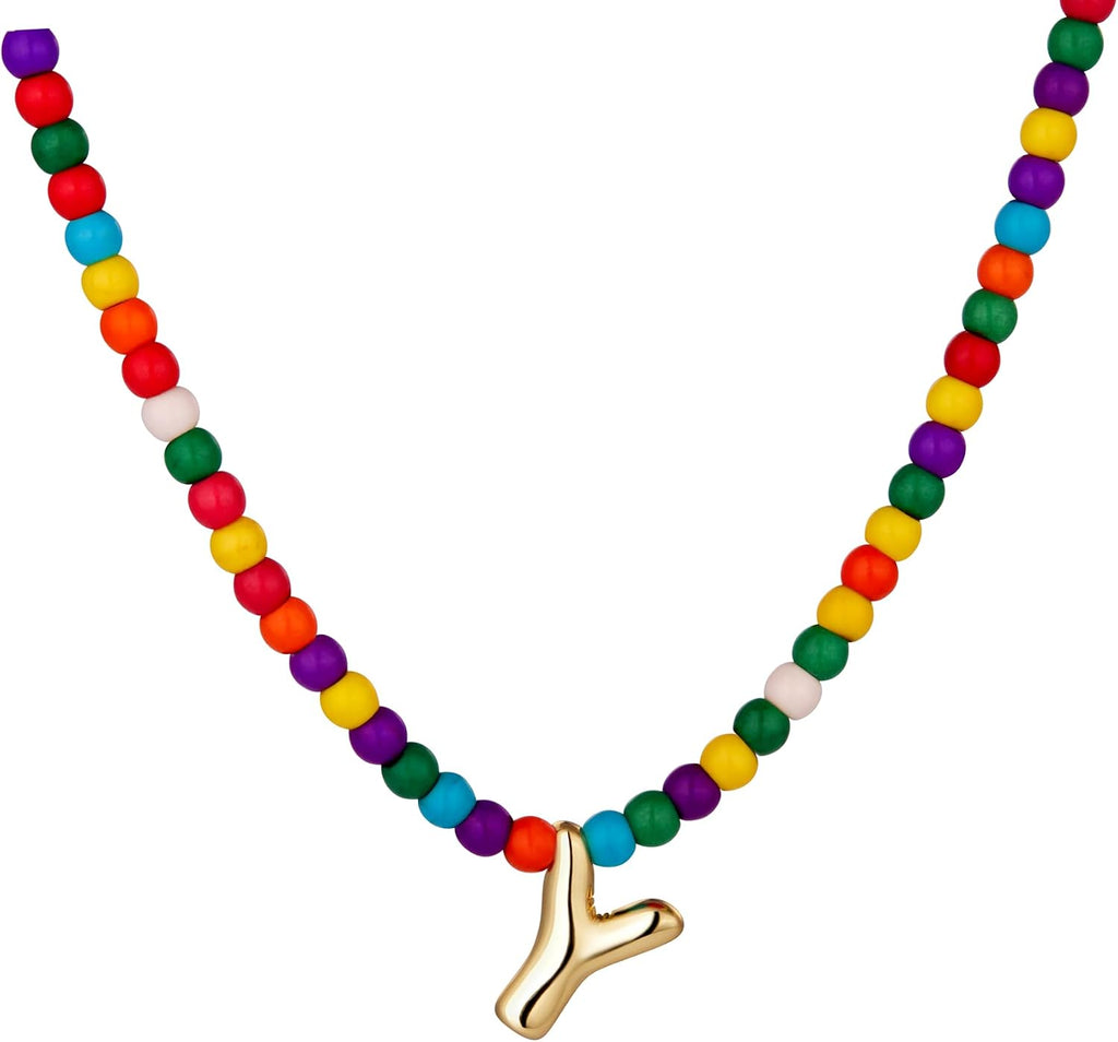 Bubble Y Initial Gold Necklaces for Women Trendy