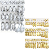 Chunky Gold Hoop Earrings — 48 Pairs, Lightweight