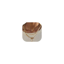 Load image into Gallery viewer, Chunky Pearl Layered Necklace — 14K Gold Plated Toggle