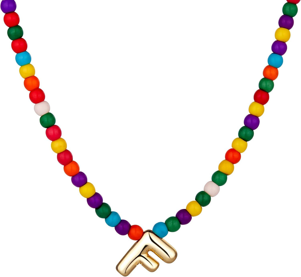 Bubble F Initial Gold Necklaces for Women Trendy