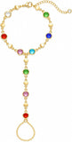 Dainty Gold Hand Chain — CZ Beaded Ring Bracelet