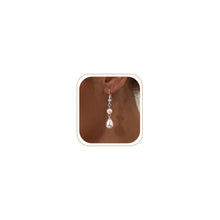 Load image into Gallery viewer, Gold Dangle Drop Earrings for Women, Elegant Wedding Bridal Prom Jewelry, Trendy Hypoallergenic Small Diamond Crystal Huggie