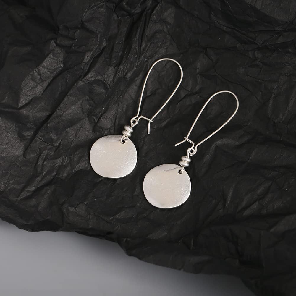 Burnt Gold And Silver Round Disc Dangle Earrings For Women – view 4