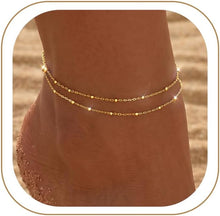将图片加载到图库查看器，Dainty Gold Ankle Bracelets for Women Waterproof