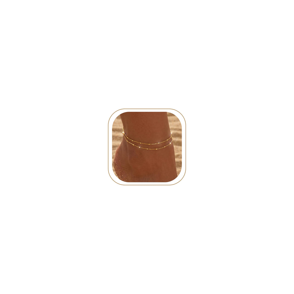 Dainty Gold Ankle Bracelets for Women Waterproof – view 11