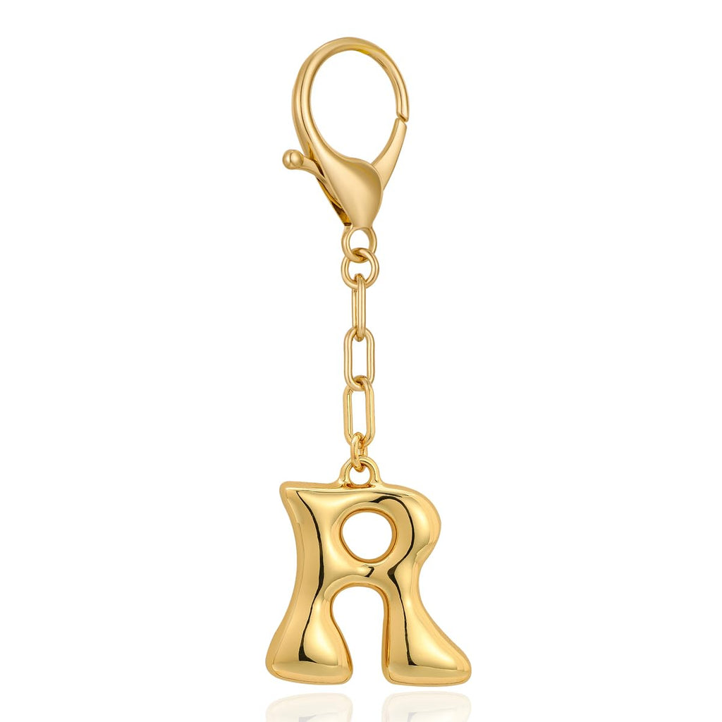 Gold Bubble Initial Keychain For Women