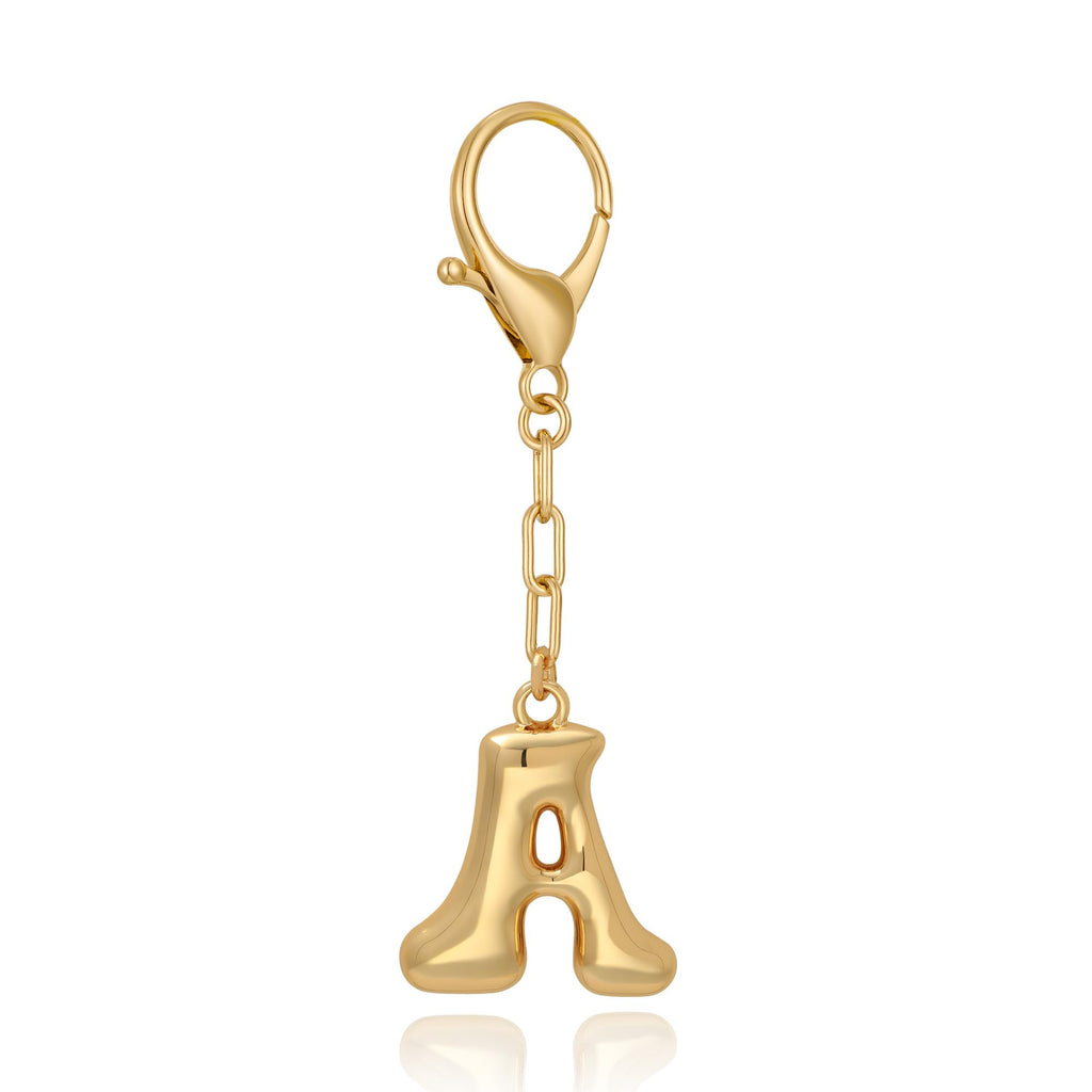 Gold Bubble Initial Keychain For Women