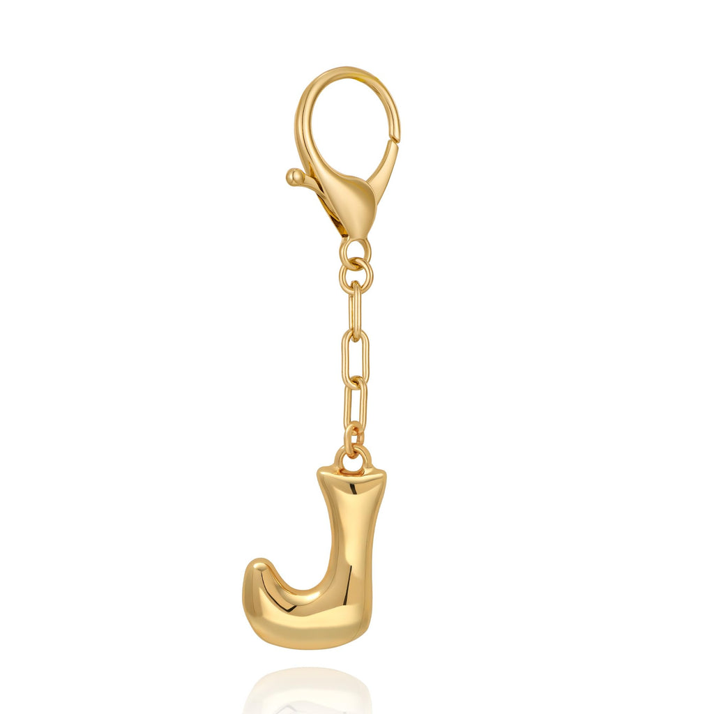 Gold Bubble Initial Keychain For Women