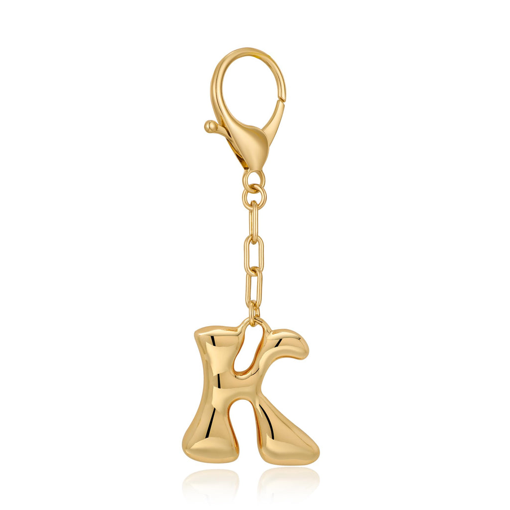 Gold Bubble Initial Keychain For Women