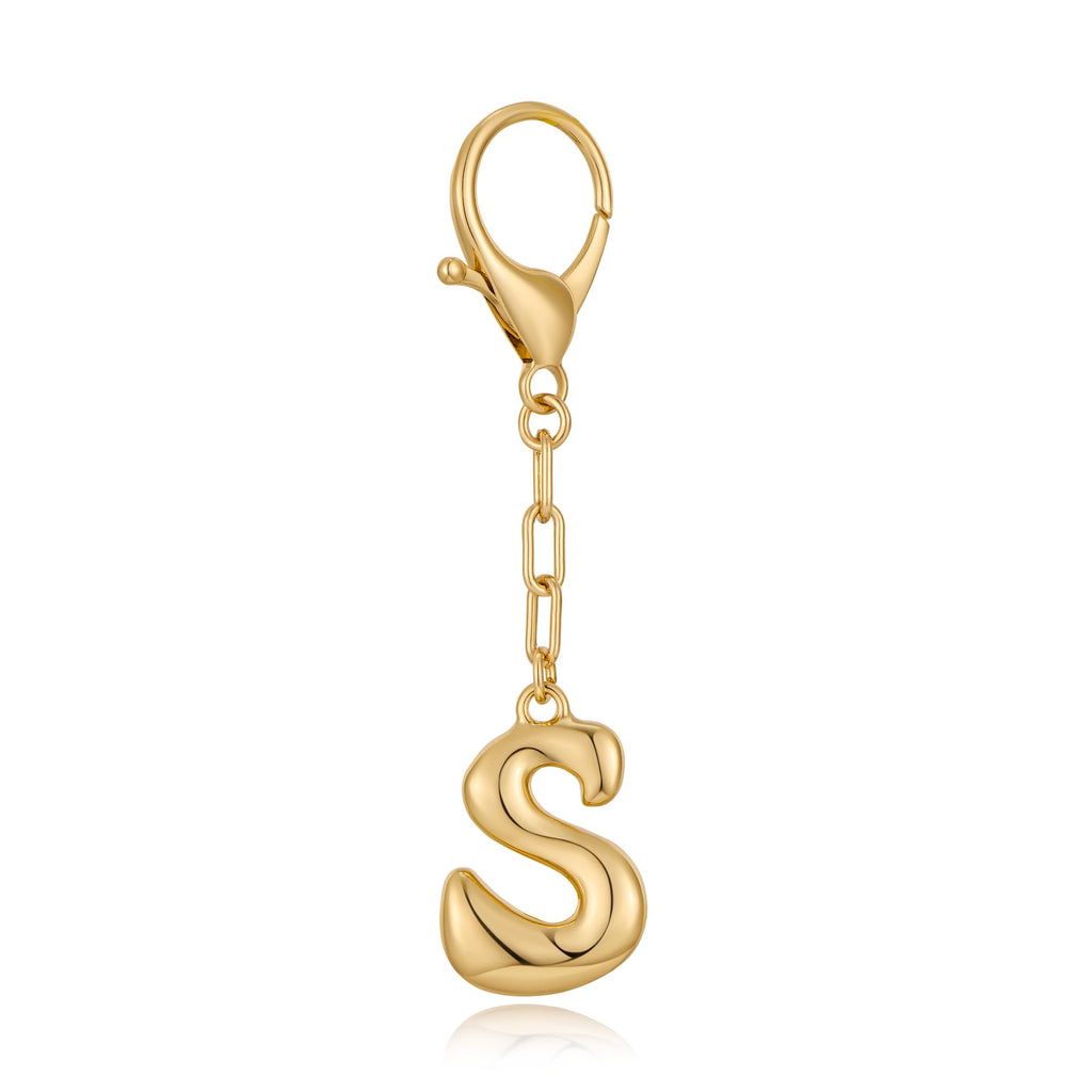 Gold Bubble Initial Keychain For Women