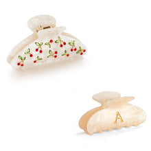 将图片加载到图库查看器，Red Cherry And Acrylic Letter A Hair Clips