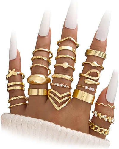 30pcs+25pcs Gold Knuckle Rings