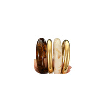Load image into Gallery viewer, Acrylic Gold Bangle Bracelets for Women, Chunky Brown Stackable Bangles Set, Trendy Thick Resin Statement Cuff Bracelet Stack, Fashion Jewelry Gift