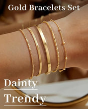 Load image into Gallery viewer, Dainty Gold Bracelet for Women Trendy , Thin Bracelets Stackable Set with Bangle Cuff, Box, Herringbone