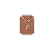 Load image into Gallery viewer, 14K Gold Plated Colorful CZ Cross Necklace for Women – view 8