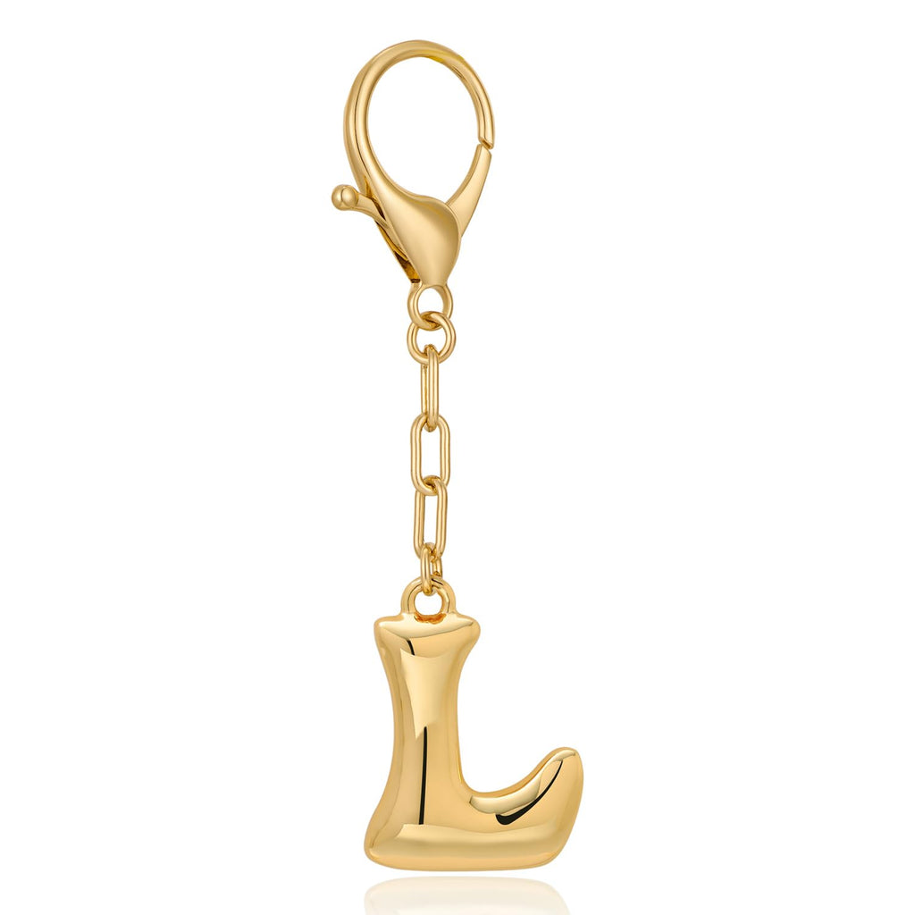 Gold Bubble Initial Keychain For Women