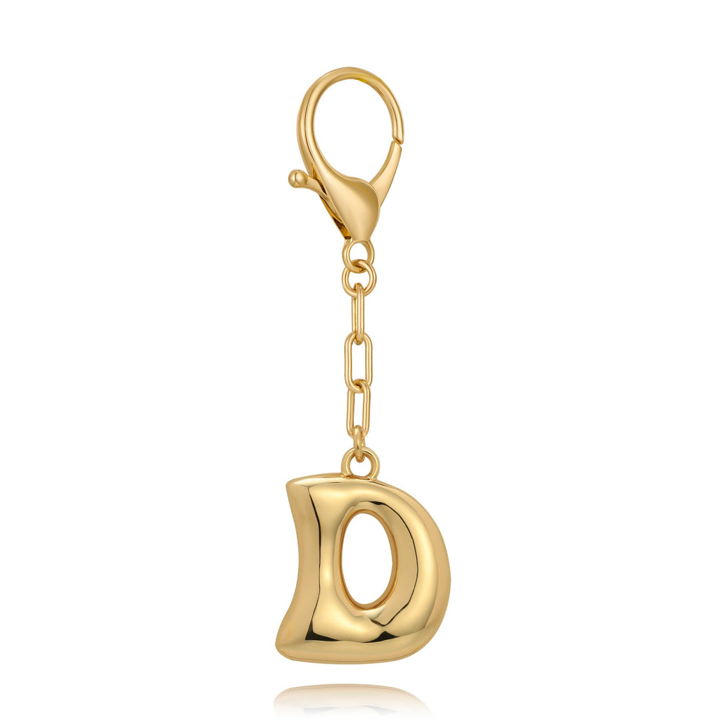 Gold Bubble Initial Keychain For Women