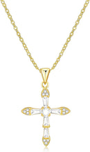 Load image into Gallery viewer, Gold Cross Necklace — Crystal Pendant, 14K Plated