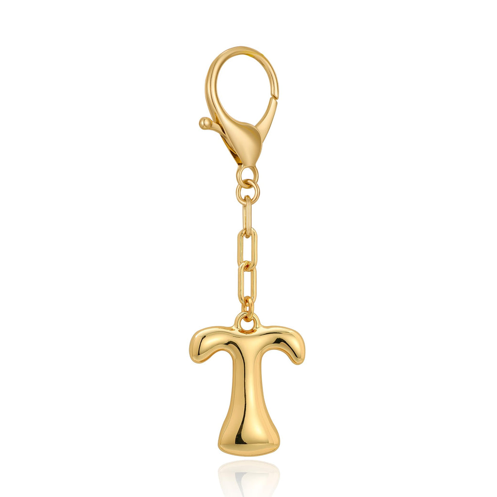 Gold Bubble Initial Keychain For Women