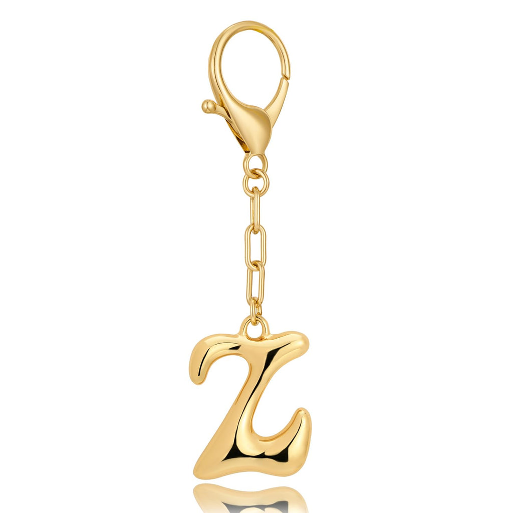 Gold Bubble Initial Keychain For Women