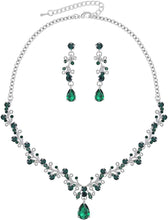 将图片加载到图库查看器，Clear Crystal and Cubic Zircon Necklace and Earrings Jewelry Set for Women