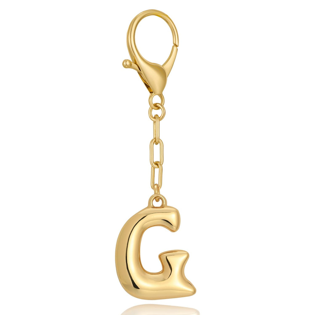 Gold Bubble Initial Keychain For Women