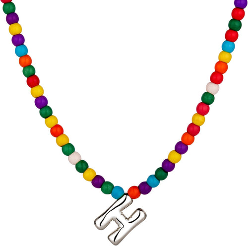 Bubble H Initial Silver Necklaces for Women Trendy