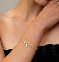 Load image into Gallery viewer, 14K Gold Plated Initial Heart Bracelet Women – view 4