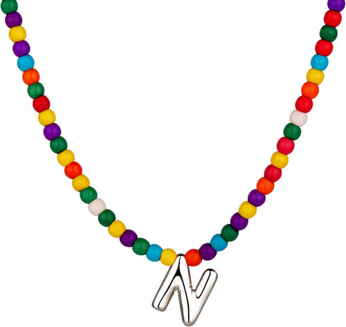 Bubble N Initial Silver Necklaces for Women Trendy