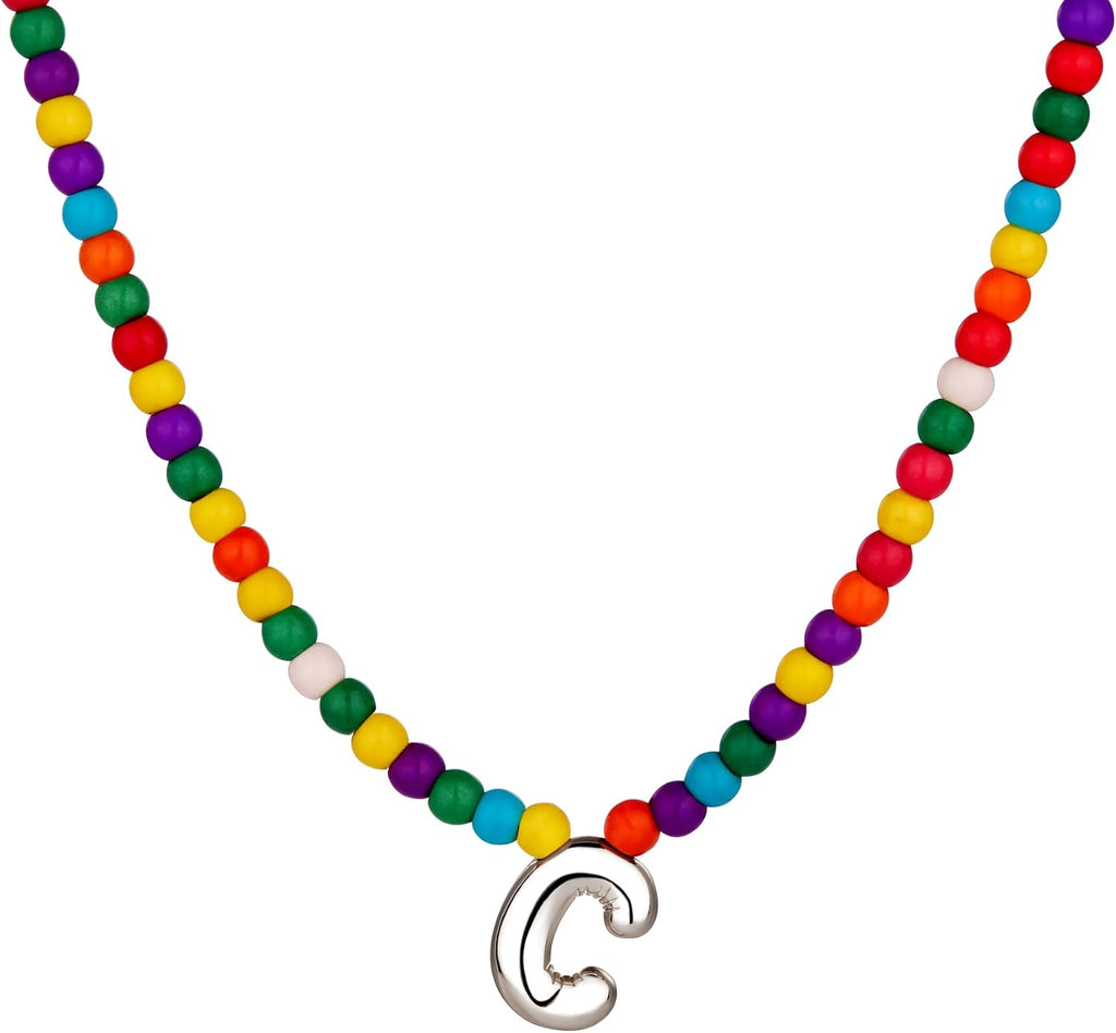 Bubble C Initial Silver Necklaces for Women Trendy