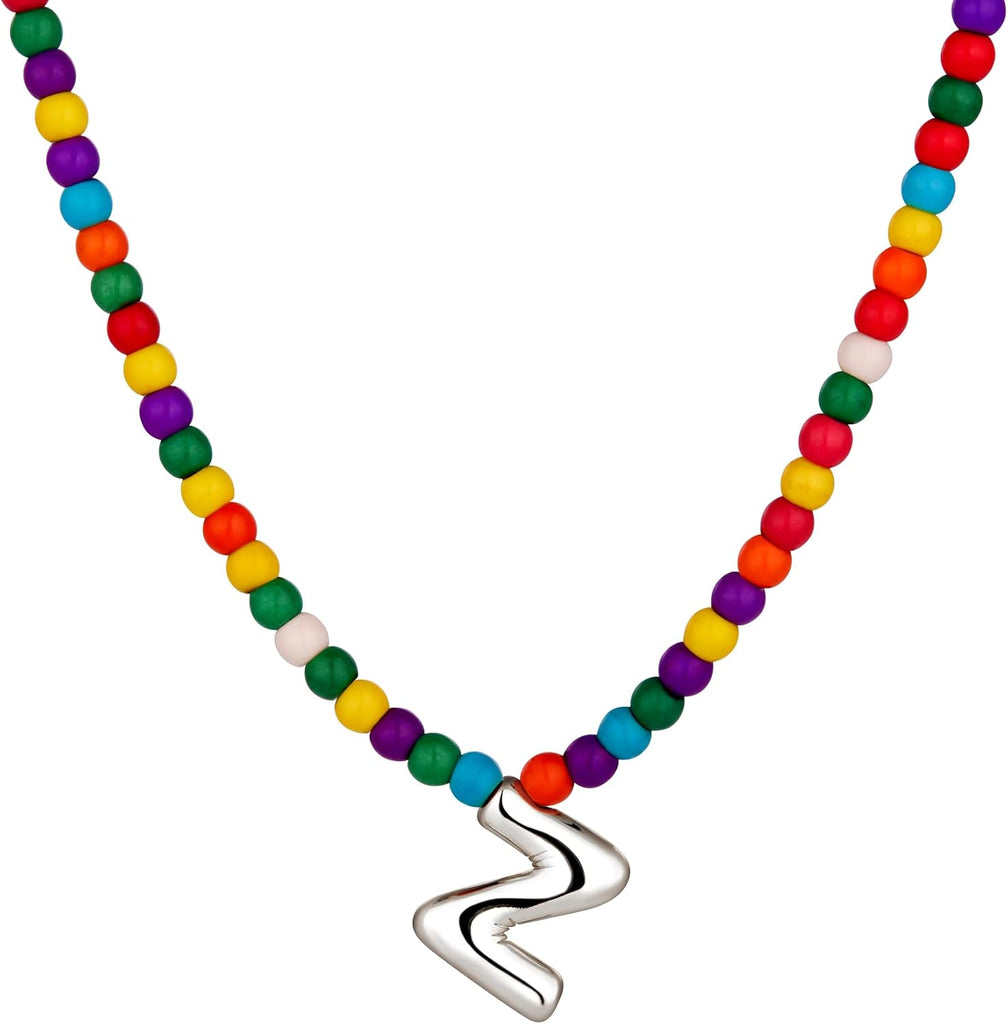 Bubble Z Initial Silver Necklaces for Women Trendy