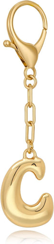 Gold Bubble Initial Keychain For Women