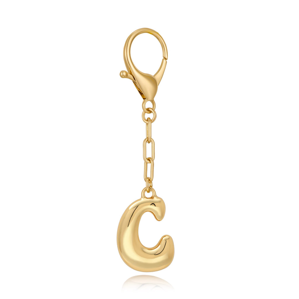 Gold Bubble Initial Keychain For Women