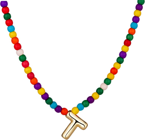 Bubble T Initial Gold Necklaces for Women Trendy
