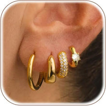 将图片加载到图库查看器，Gold Hoop Earrings Set for Women, 14K Gold Plated Hypoallergenic Huggie