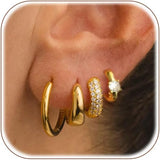 Gold Hoop Earrings Set for Women, 14K Gold Plated Hypoallergenic Huggie