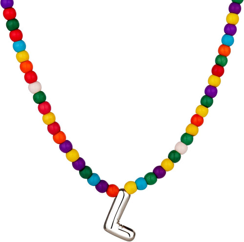 Bubble L Initial Silver Necklaces for Women Trendy