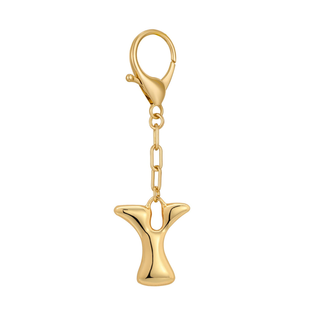 Gold Bubble Initial Keychain For Women