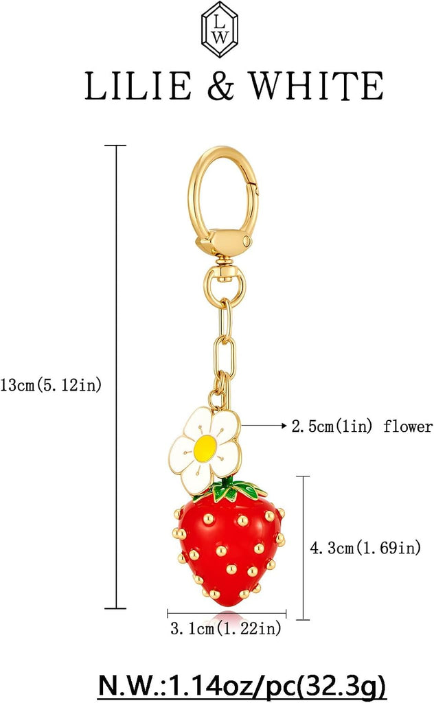 Strawberry Gold Bag Charm Keychain For Women – view 6