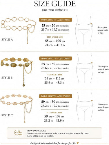 3 PCS Western Gold Belt for Women