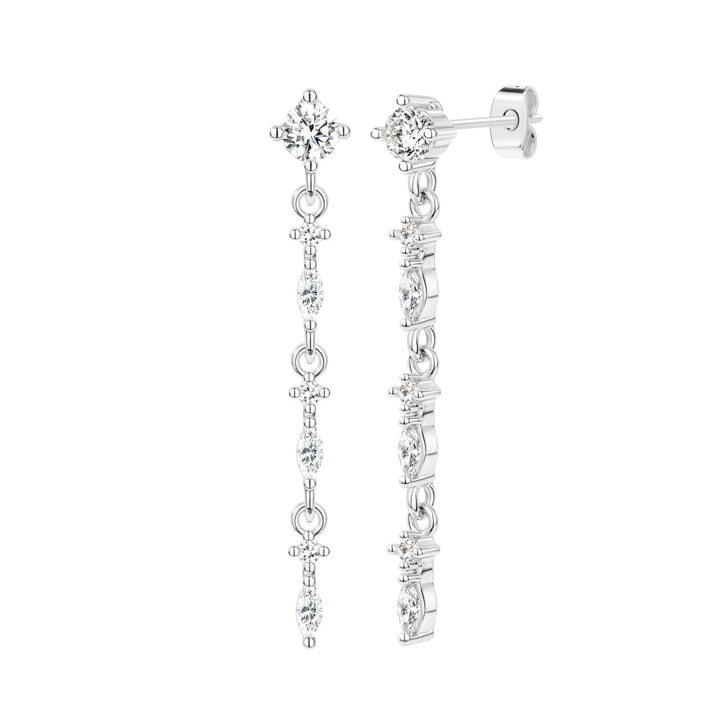Gold Dangle Drop Earrings for Women, Elegant Wedding Bridal Prom Jewelry, Trendy Hypoallergenic Small Diamond Crystal Huggie