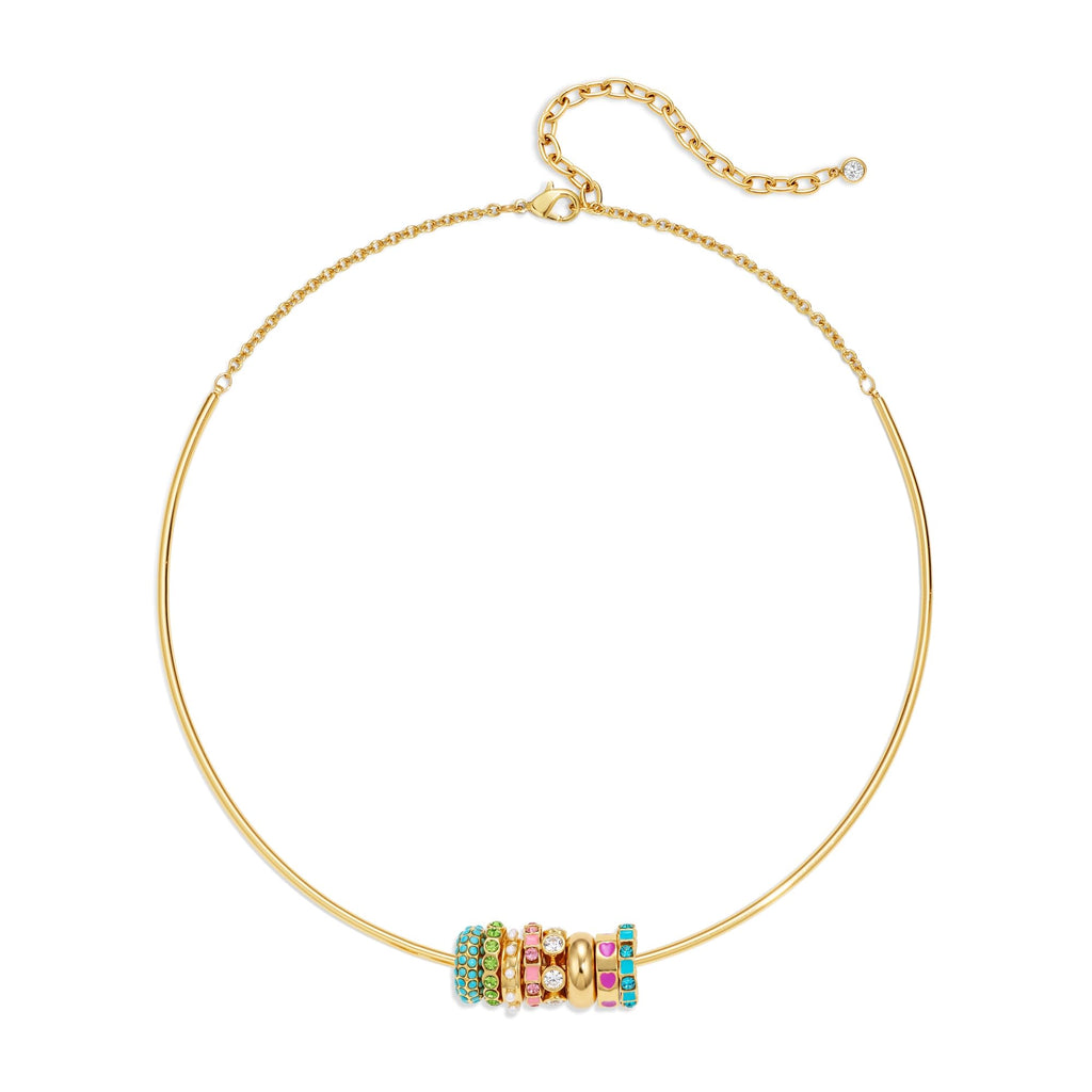 Gold Beaded Choker Necklace for Women Colorful Pendant – view 12