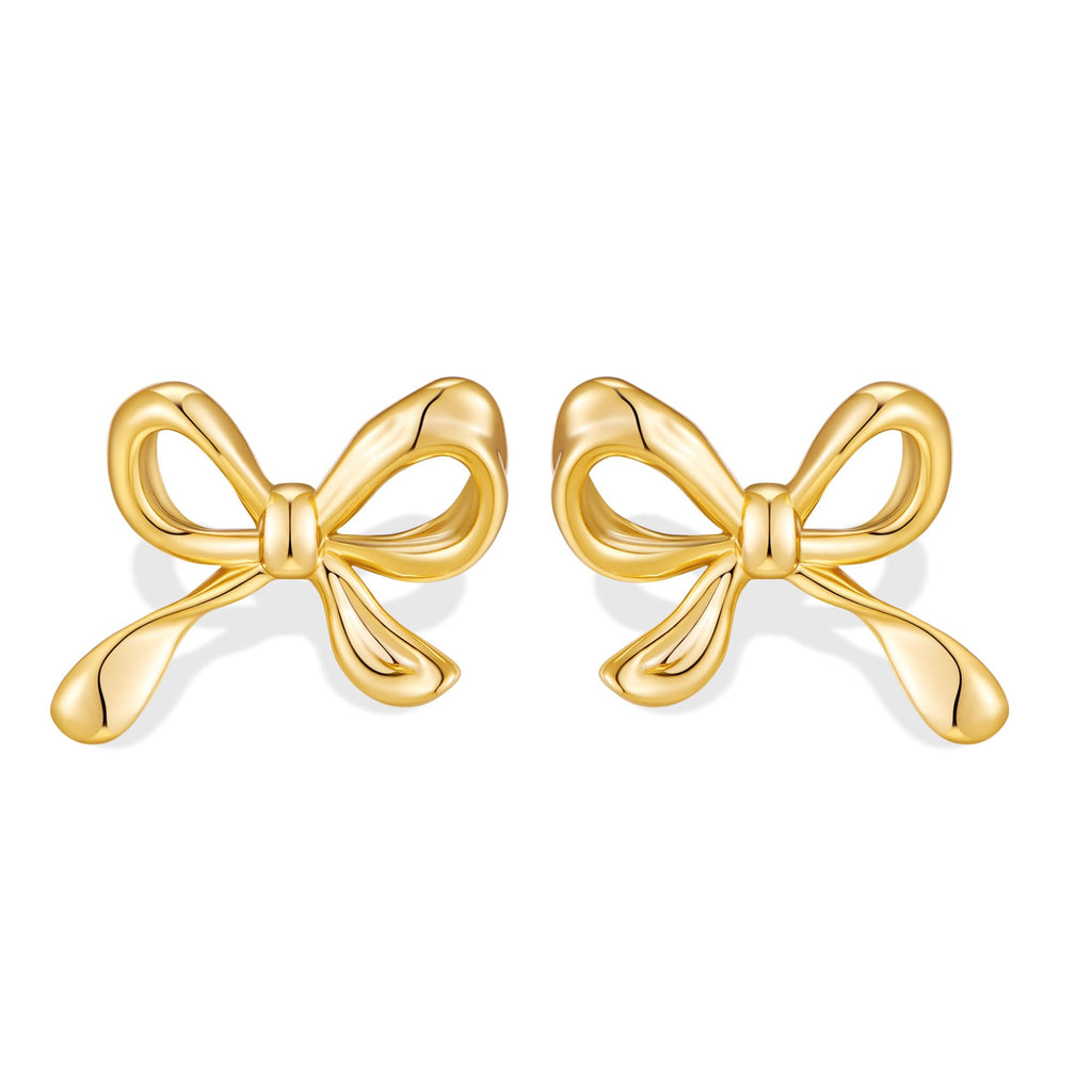 Gold-plated Bow Stud Earrings For Women – view 7