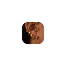 Load image into Gallery viewer, Gold Hoop Earrings — 6 Pairs, 14K Gold Plated Stainless Steel