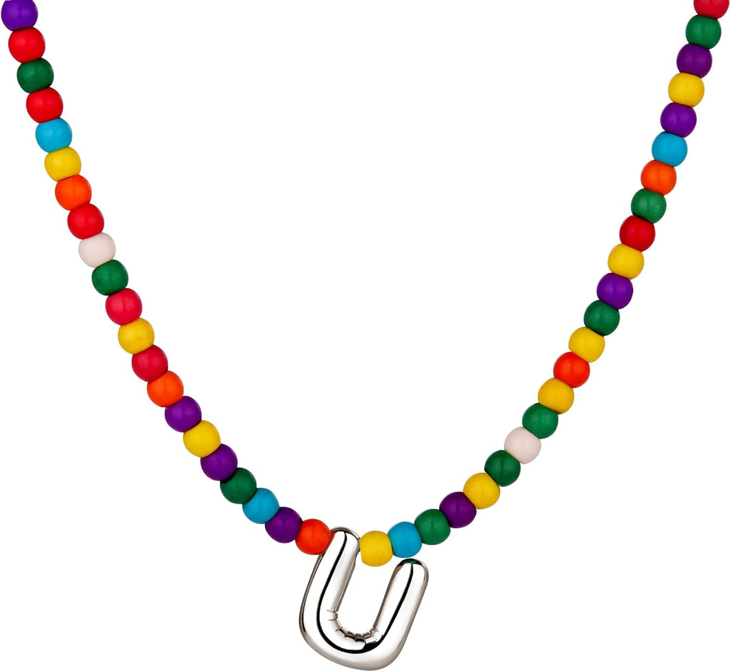 Bubble U Initial Silver Necklaces for Women Trendy